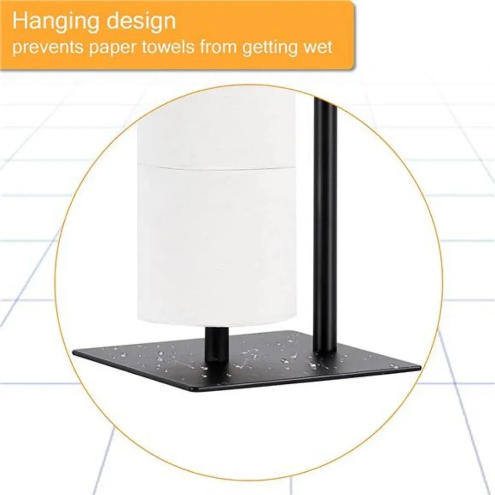 Toilet Paper Holder Stand Toilet Paper Roll Dispenser Black (Metal)